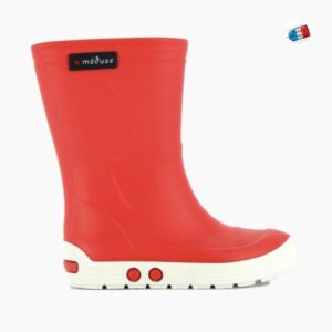 meduse-bottes-enfant-airport-carmin-blanc