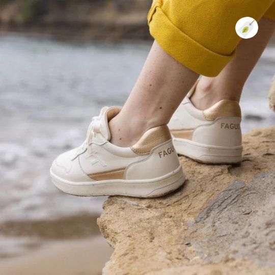 Faguo Baskets Femme ALDER ecrue et doree Jules et Margot