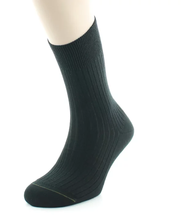 PERRIN - Chaussettes homme à côtes - Laine Bio - Noir – Image 2