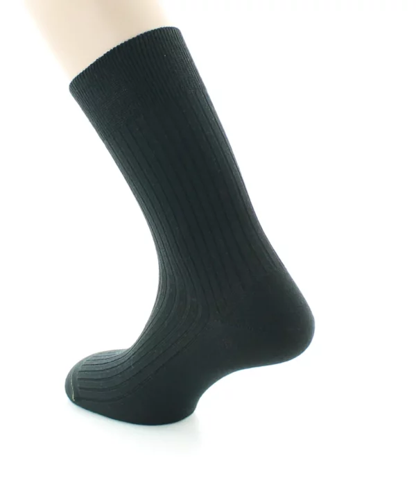 PERRIN - Chaussettes homme à côtes - Laine Bio - Noir – Image 3