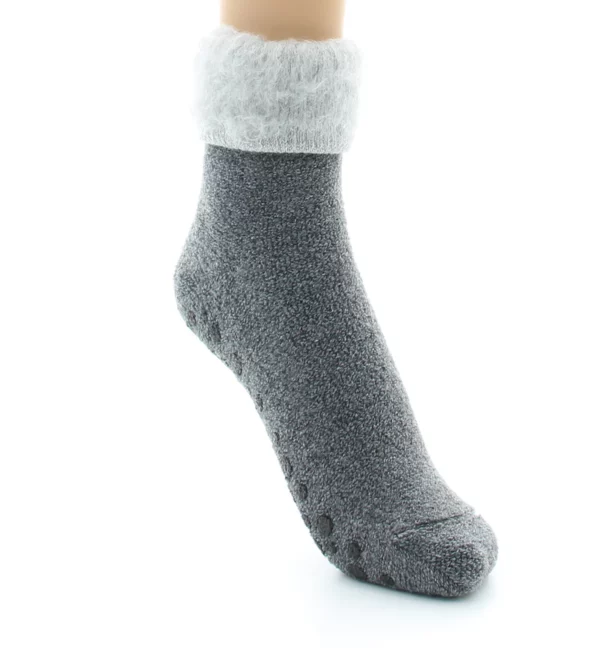 PERRIN – Chaussons Antiderapants Laine – Gris – Image 2