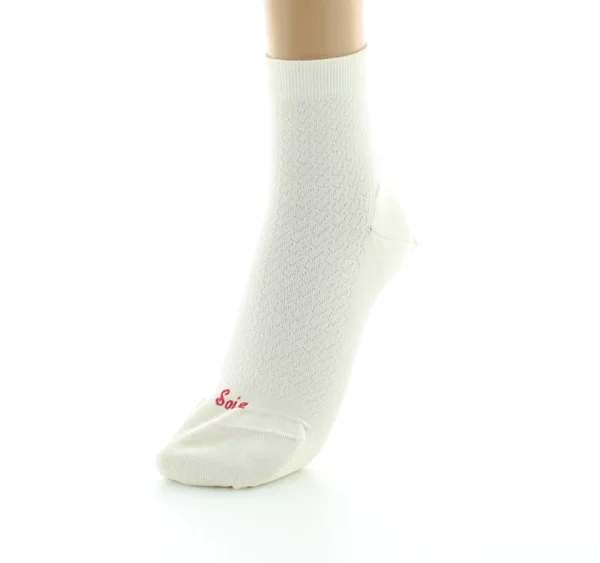 PERRIN – Socquettes Femme en Soie Naturelle - Ecru – Image 2