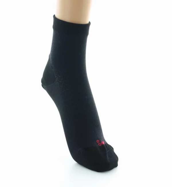 PERRIN – Socquettes Femme en Soie Naturelle – Noir – Image 3