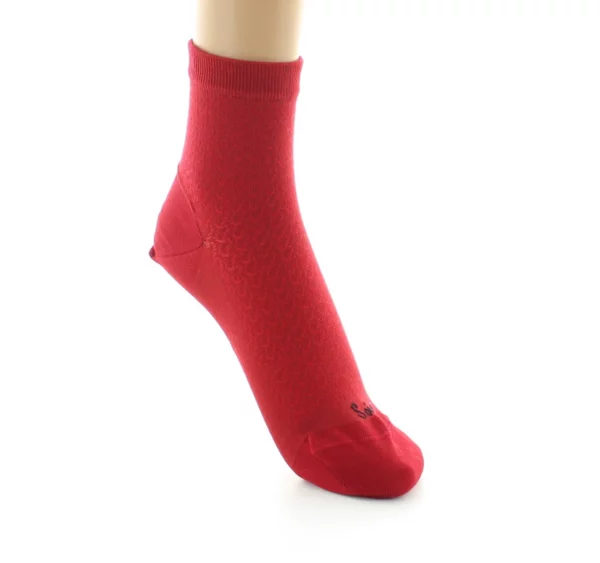 PERRIN - Socquettes Femme en Soie Naturelle - Rouge – Image 3