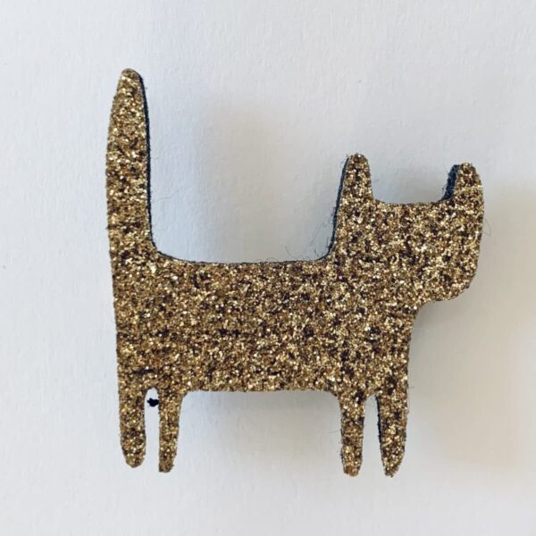 LES PETITES HIRONDELLES - Broche chat debout - Doré – Image 2
