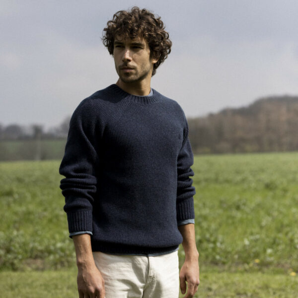 FAGUO - Pull Frehel en Laine et Coton Recyclé - Marine – Image 2