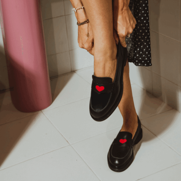 REQINS - Mocassins Jack Cuir - Noir Cœur Rouge – Image 4