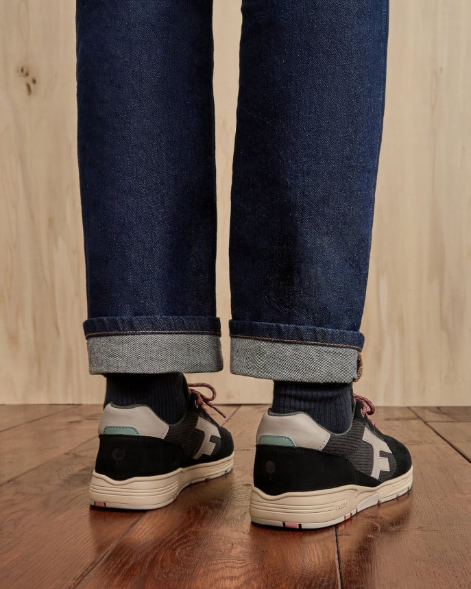 FAGUO - Baskets Suède Olive - Noir – Image 2