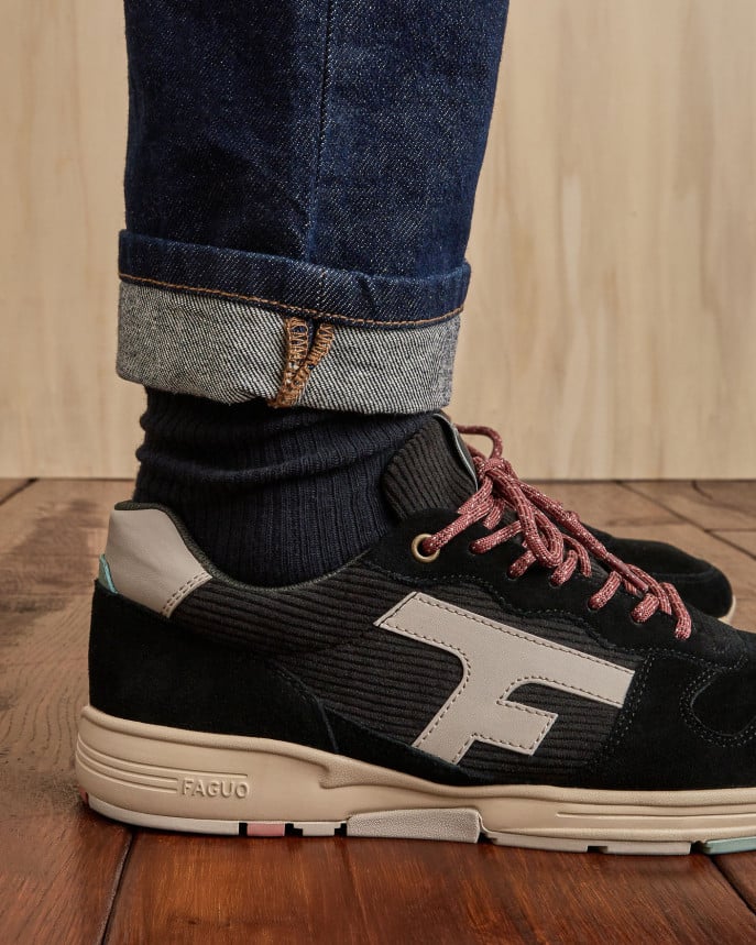 FAGUO - Baskets Suède Olive - Noir – Image 3