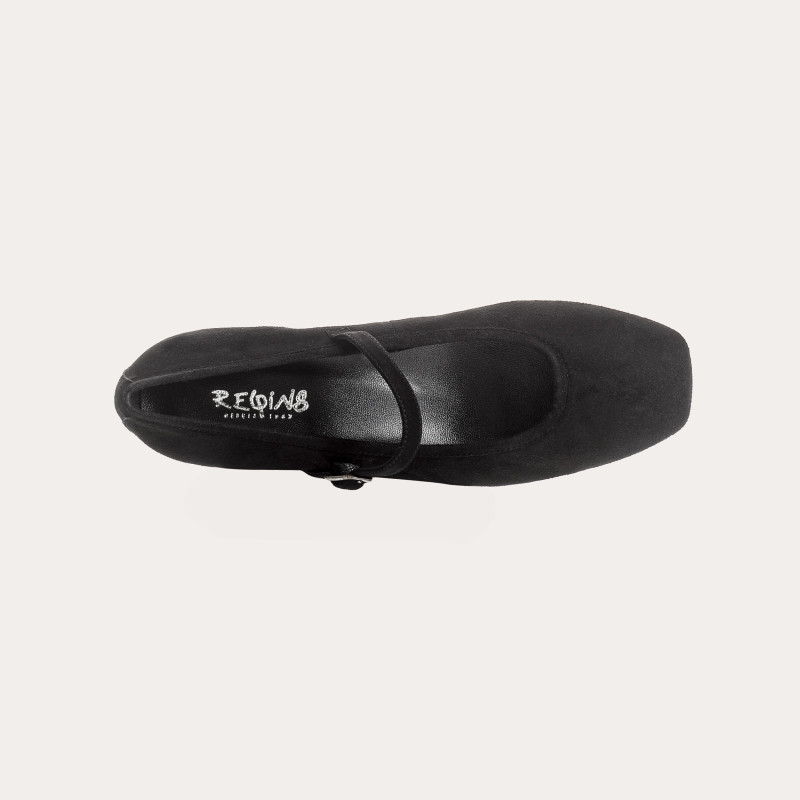 REQINS - Babies à Talons Kelly en Cuir Velours - Noir – Image 3