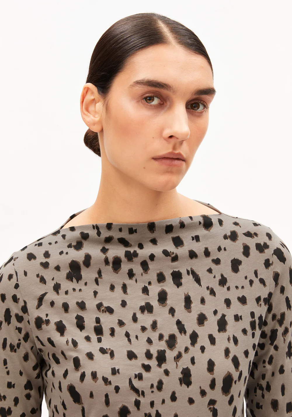ARMEDANGELS - T Shirt longues manches Léopard - Walnut Cream – Image 2