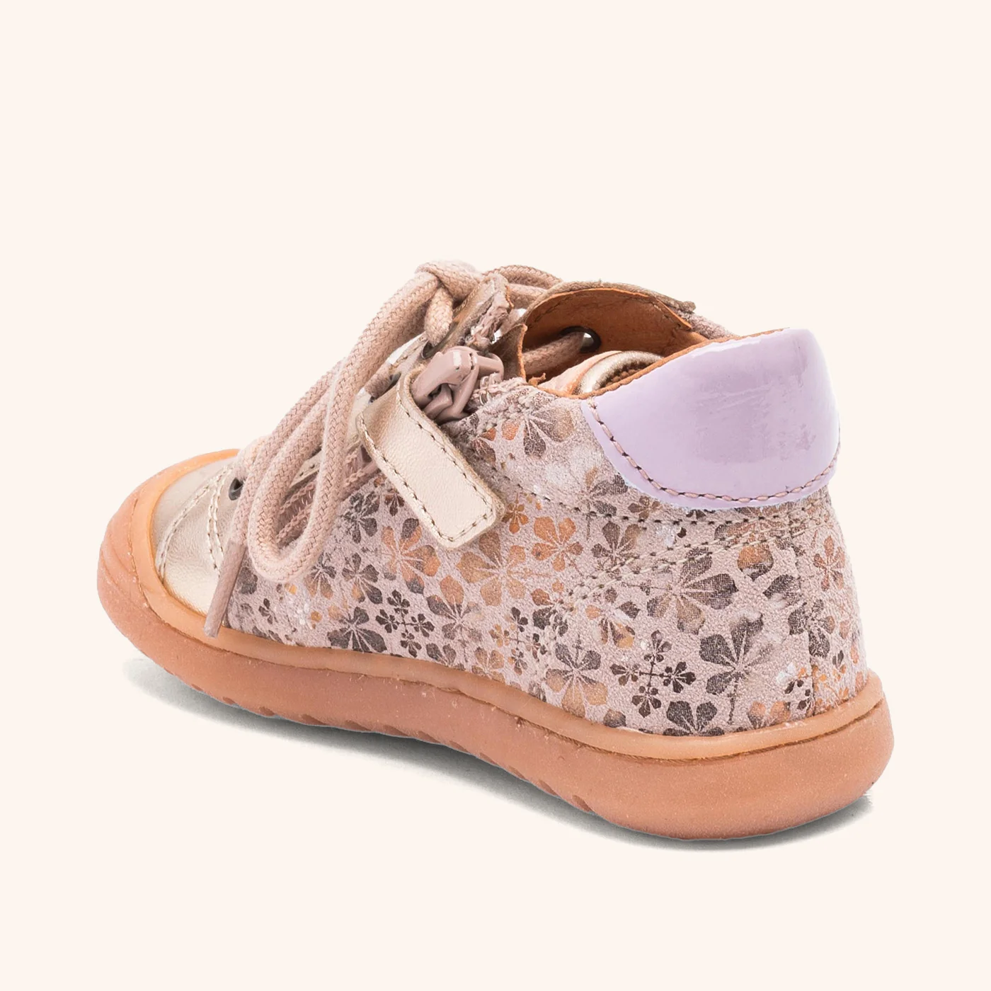 Chaussure Bisgaard Thor Z rose poudré avec fermeture zip et lacets