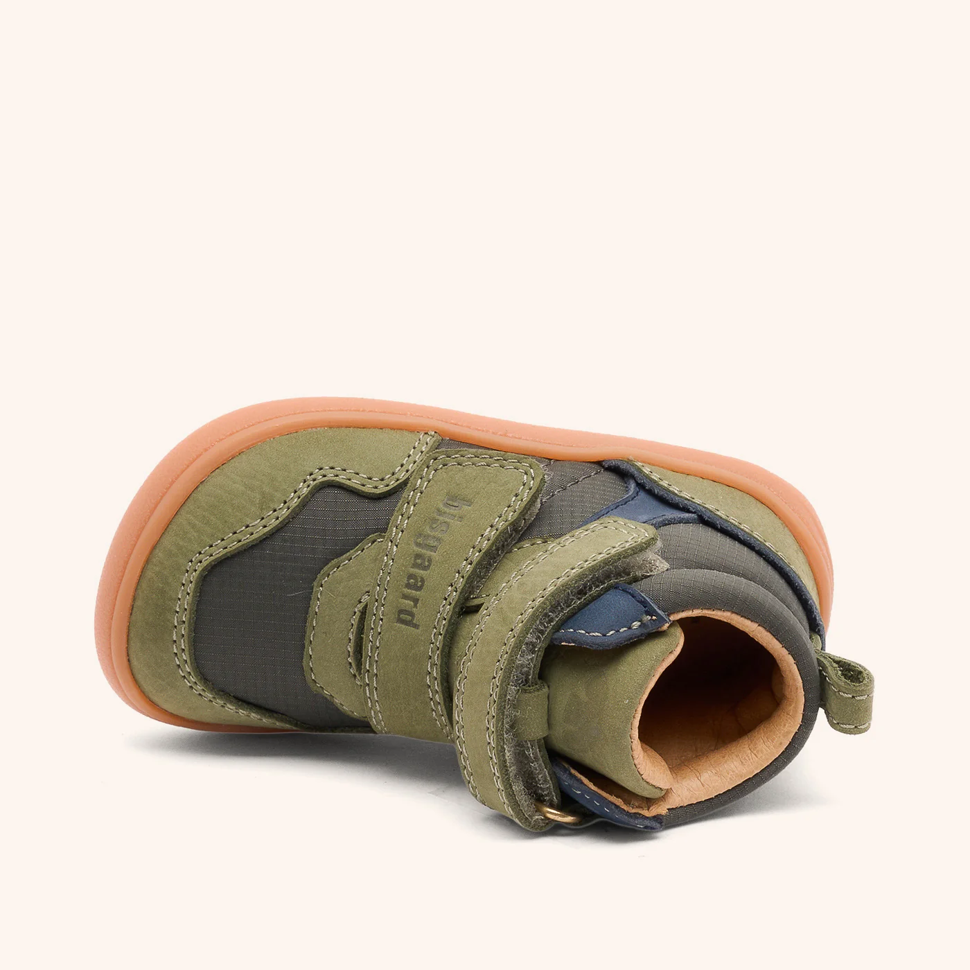 bisgaard-baskets-barefoot-enfant-cuir-vert-sauge