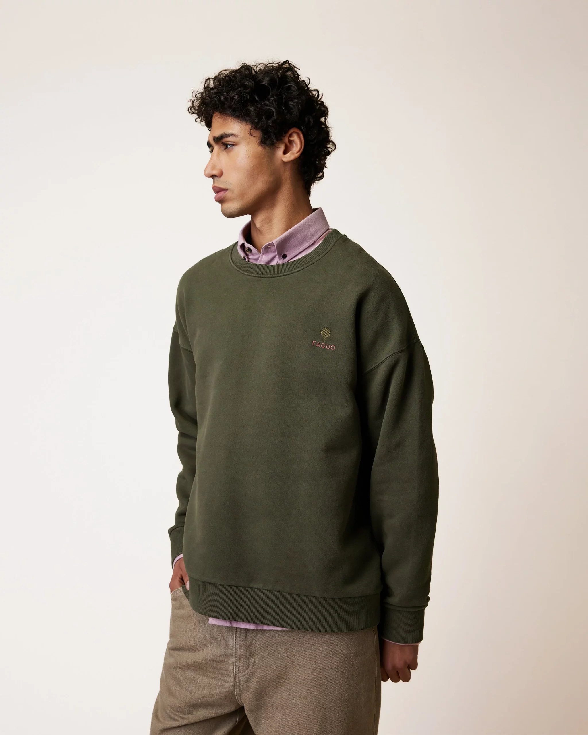 faguo-sweat-col-rond-homme-kaki-fango