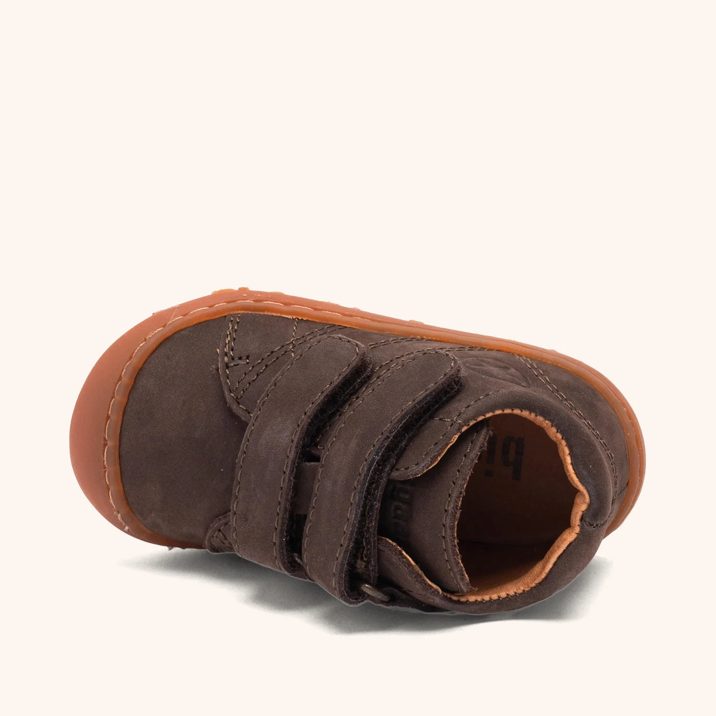 Chaussure bébé Bisgaard Hale V en cuir marron foncé vue du dessus
