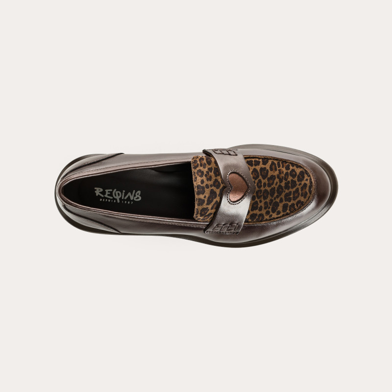 REQINS - Mocassins Jack Cuir Léopard - Marron – Image 3