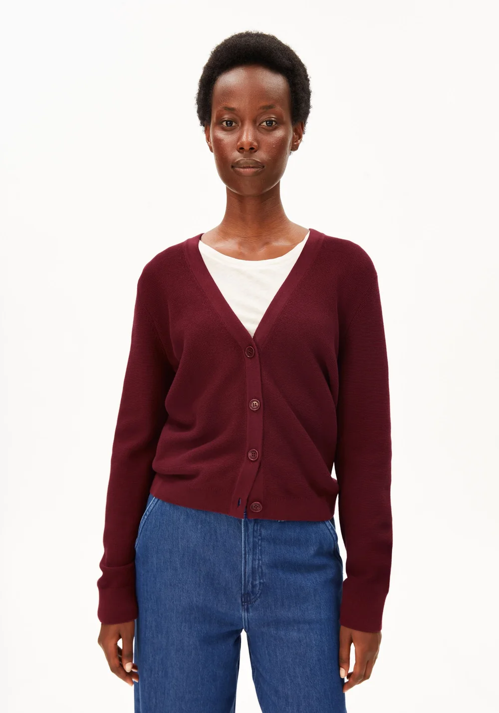 ARMEDANGELS - Cardigan en maille Menaal - Velvet Red – Image 2